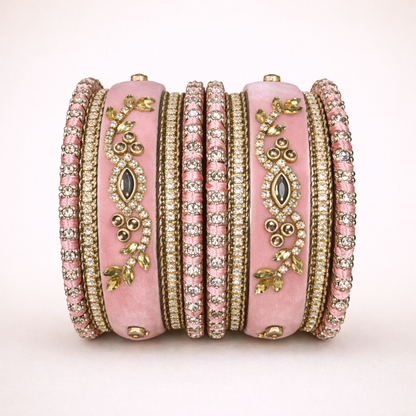 Shrikaa Velvet Bangles SVB-1004 - Baby Pink