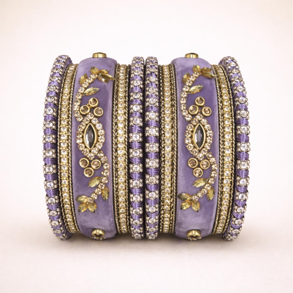 Shrikaa Velvet Bangles SVB-1004 - Light Purple