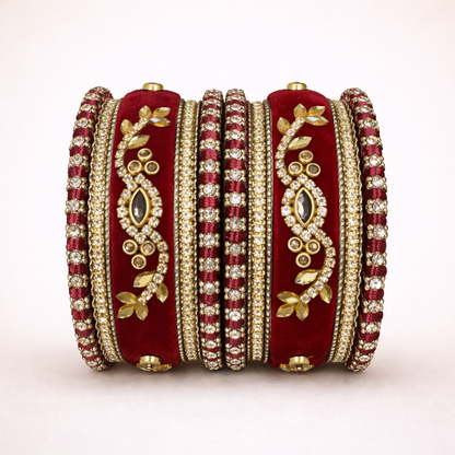 Shrikaa Velvet Bangles SVB-1004 - Maroon