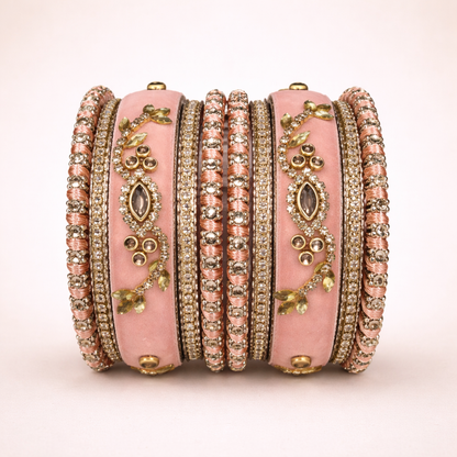Shrikaa Velvet Bangles SVB-1004 - Blush Pink