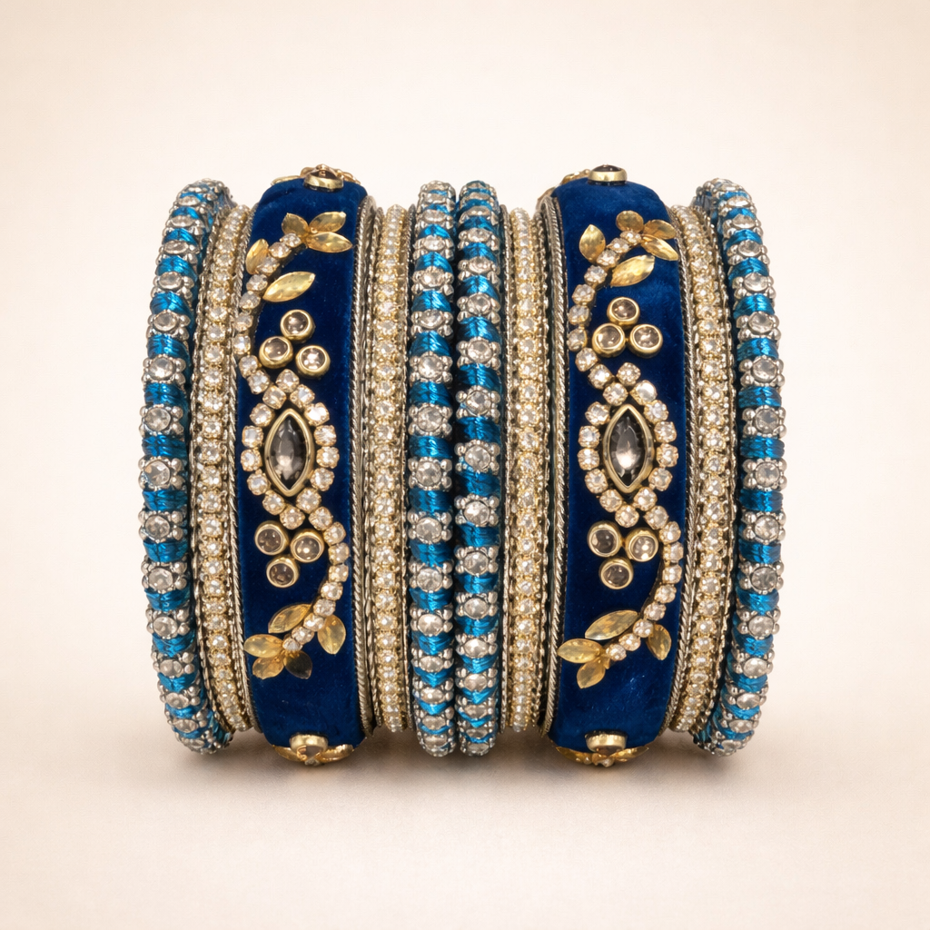 Shrikaa Velvet Bangles SVB-1004 - Royal Blue