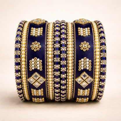 Shrikaa Velvet Bangles SVB-1005 - Navy Blue