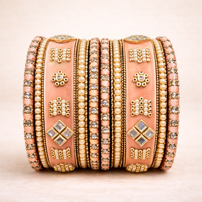 Shrikaa Velvet Bangles SVB-1005 - Peach