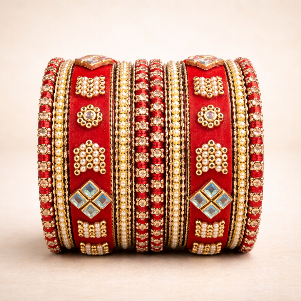Shrikaa Velvet Bangles SVB-1005 - Red