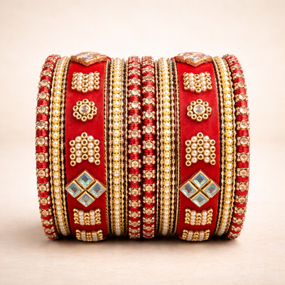 Shrikaa Velvet Bangles SVB-1005 - Red