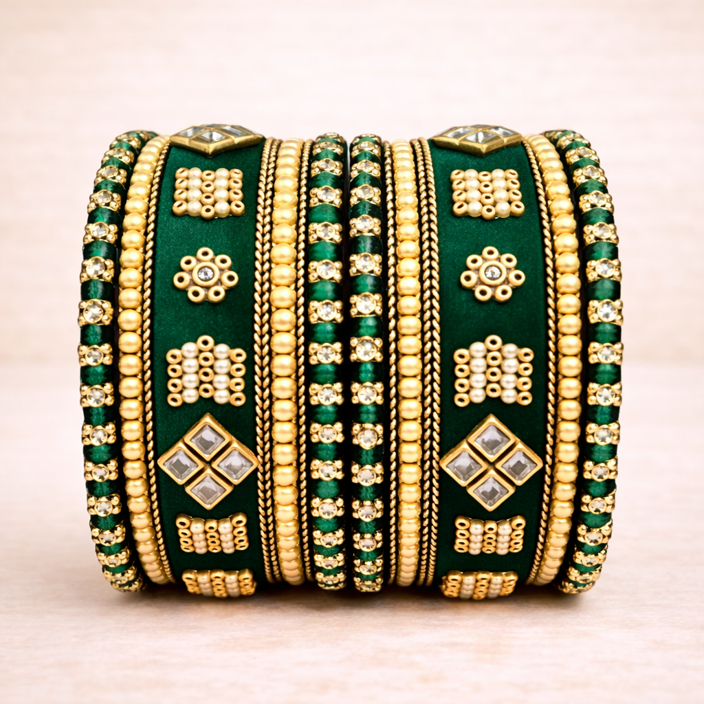 Shrikaa Velvet Bangles SVB-1005 - Dark Green