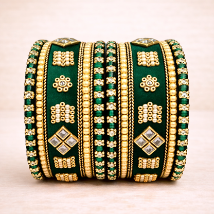 Shrikaa Velvet Bangles SVB-1005 - Dark Green