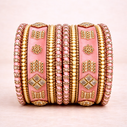 Shrikaa Velvet Bangles SVB-1005 - Baby Pink