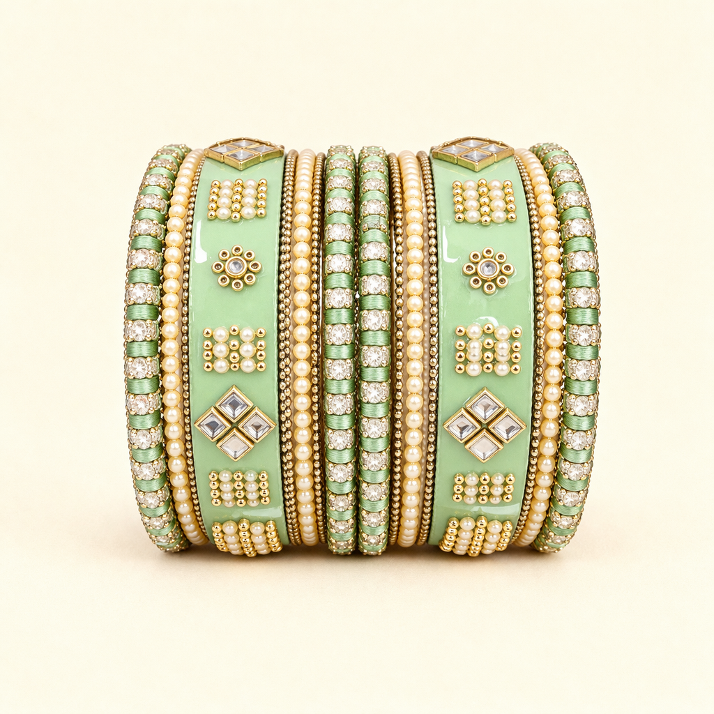 Shrikaa Velvet Bangles SVB-1005 - Light Pista