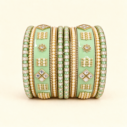 Shrikaa Velvet Bangles SVB-1005 - Light Pista