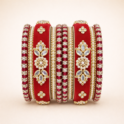 Shrikaa Velvet Bangles SVB-1006 - Red