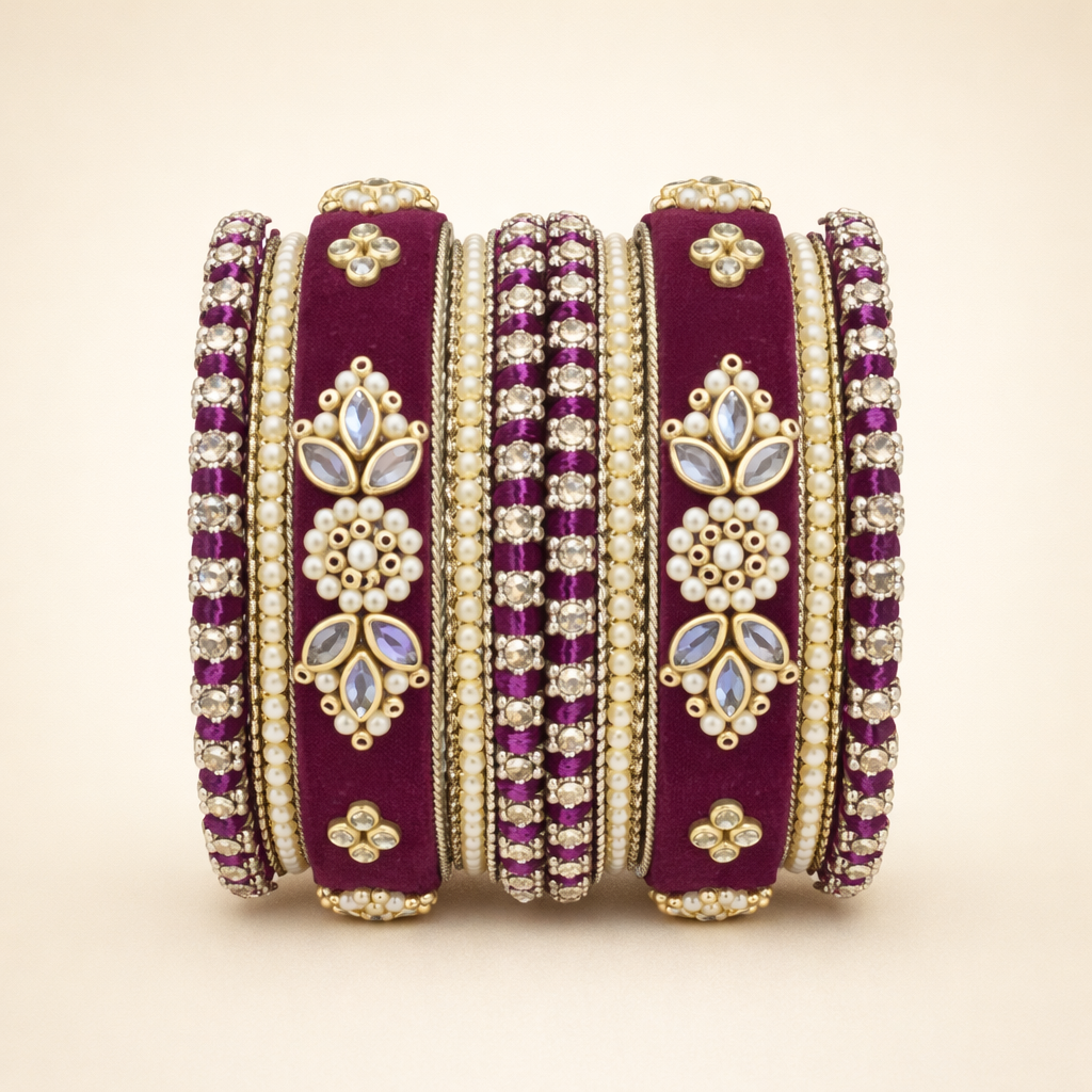 Shrikaa Velvet Bangles SVB-1006 - English Purple