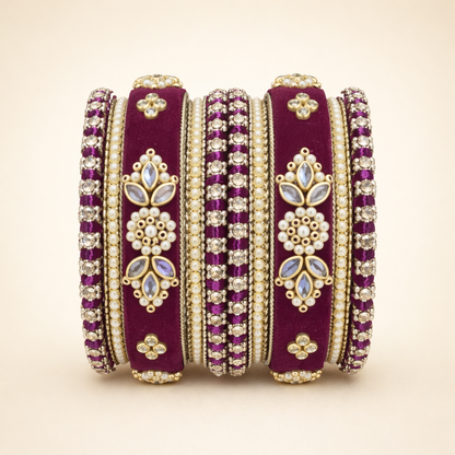 Shrikaa Velvet Bangles SVB-1006 - English Purple