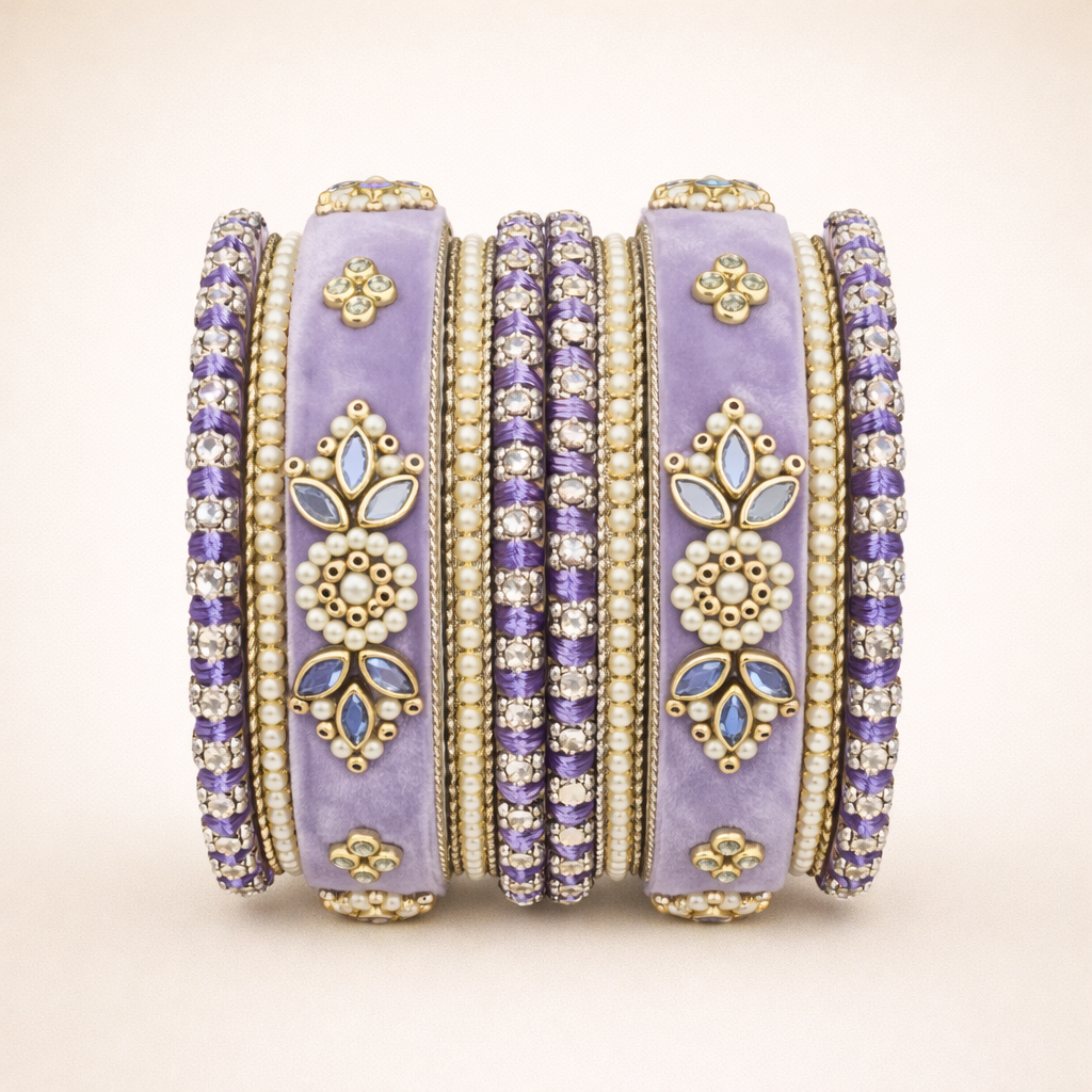 Shrikaa Velvet Bangles SVB-1006 - Light Purple