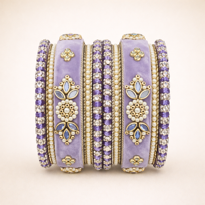 Shrikaa Velvet Bangles SVB-1006 - Light Purple
