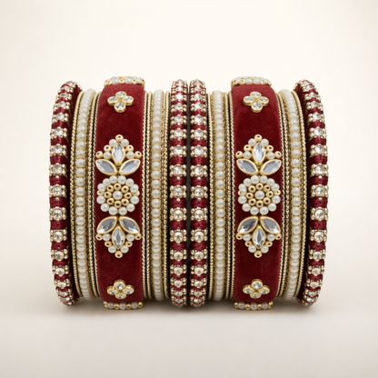 Shrikaa Velvet Bangles SVB-1006 - Maroon