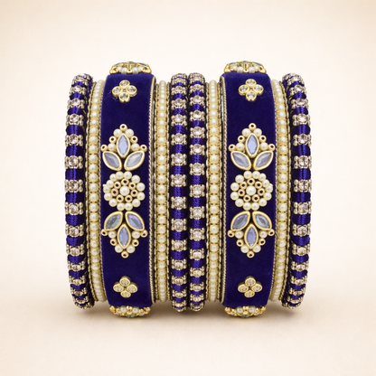 Shrikaa Velvet Bangles SVB-1006 - Navy Blue
