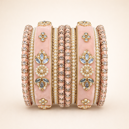 Shrikaa Velvet Bangles SVB-1006 - Blush Pink