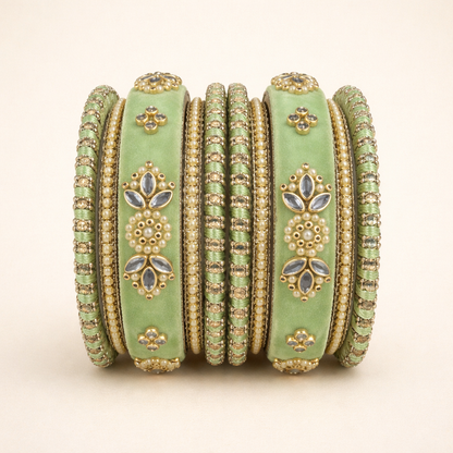 Shrikaa Velvet Bangles SVB-1006 - Light Pista