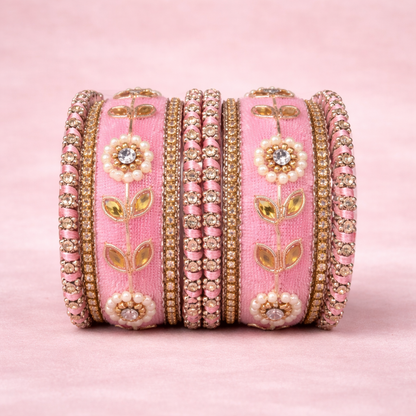 Shrikaa Velvet Bangles SVB-1007 - Baby Pink