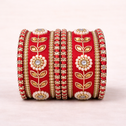 Shrikaa Velvet Bangles SVB-1007 - Red