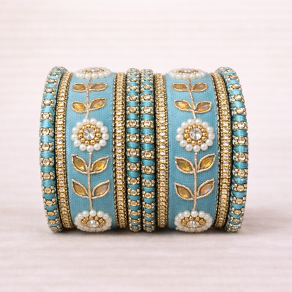 Shrikaa Velvet Bangles SVB-1007 - Firozi