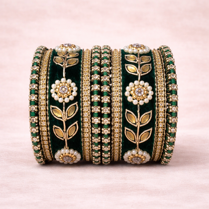 Shrikaa Velvet Bangles SVB-1007 - Dark Green