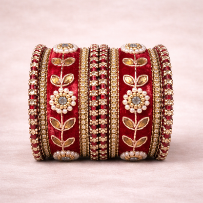Shrikaa Velvet Bangles SVB-1007 - Maroon