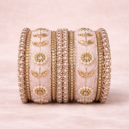 Shrikaa Velvet Bangles SVB-1007 - Blush Pink