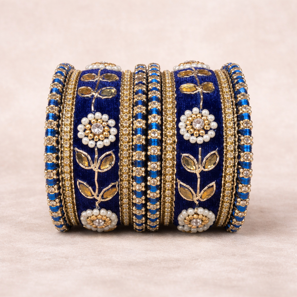 Shrikaa Velvet Bangles SVB-1007 - Royal Blue