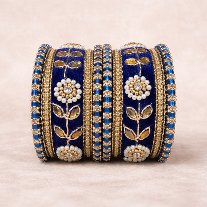 Shrikaa Velvet Bangles SVB-1007 - Royal Blue