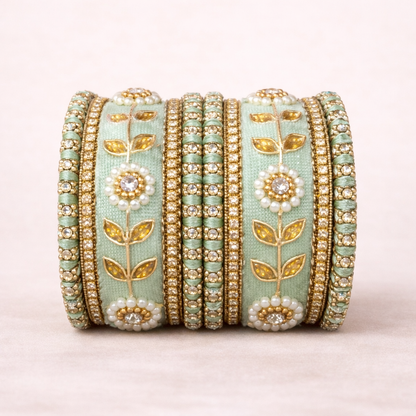 Shrikaa Velvet Bangles SVB-1007 - Light Pista