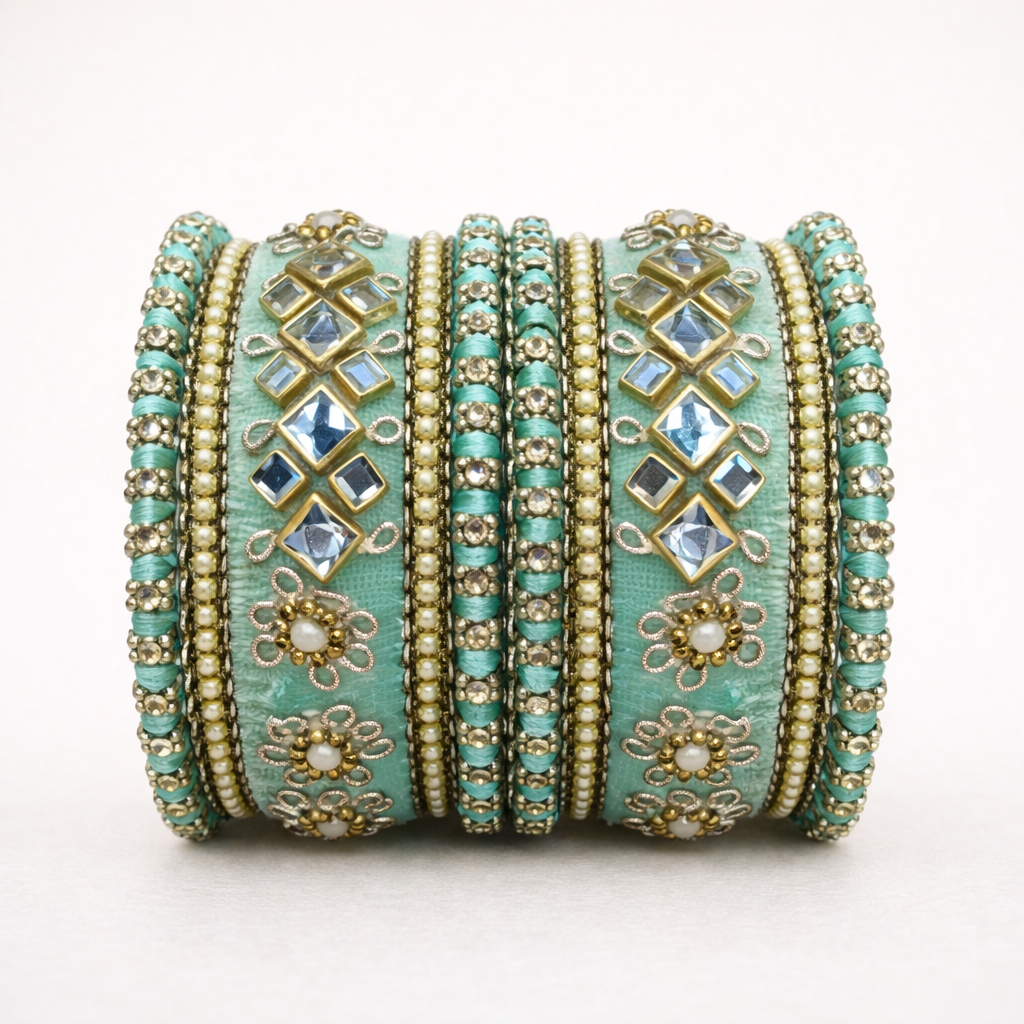 Shrikaa Velvet Bangles SVB-1008 - Mint