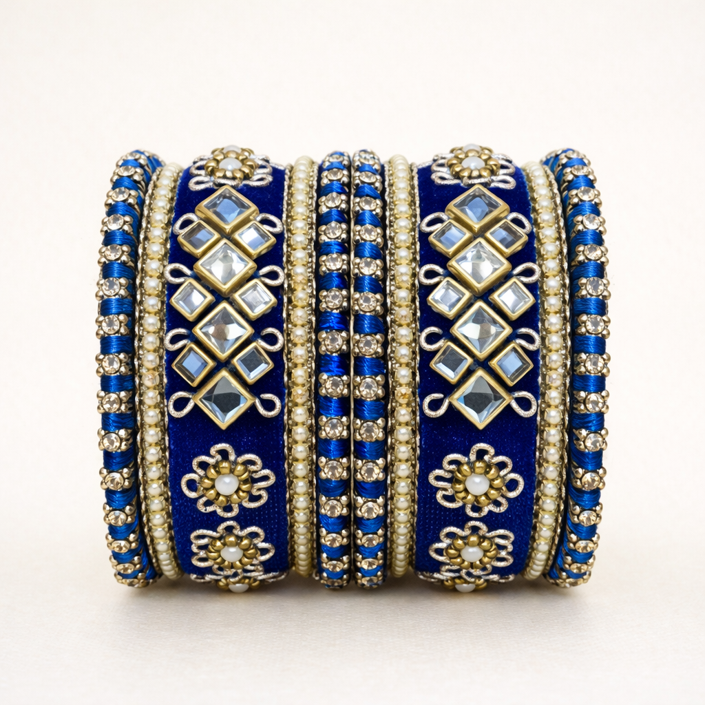 Shrikaa Velvet Bangles SVB-1008 - Royal Blue
