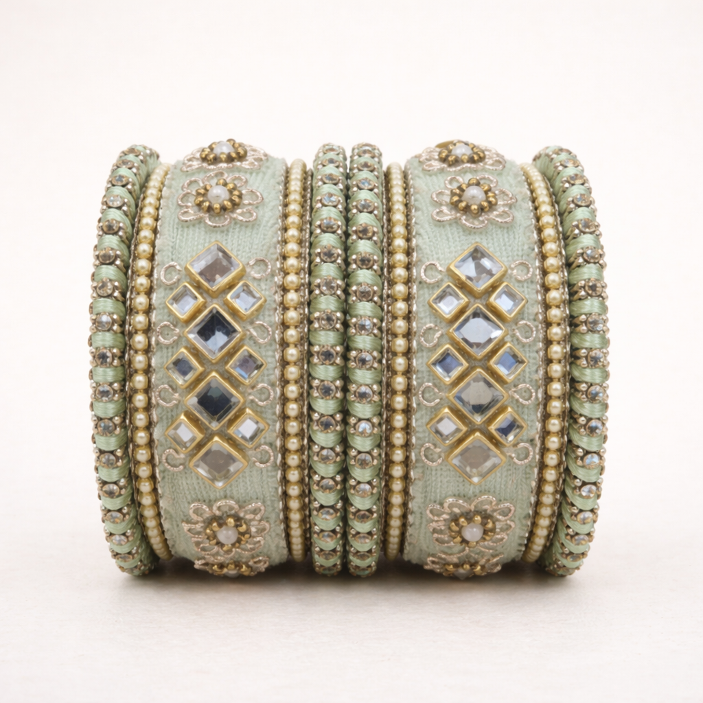 Shrikaa Velvet Bangles SVB-1008 - Light Pista