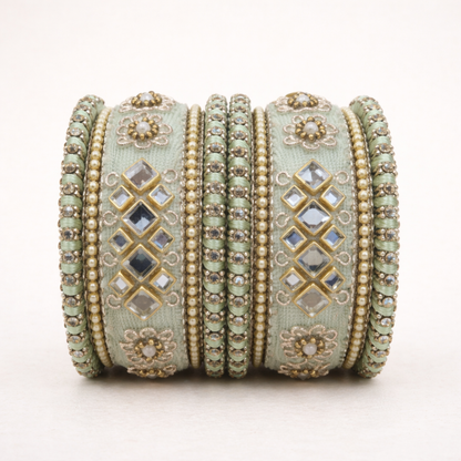 Shrikaa Velvet Bangles SVB-1008 - Light Pista