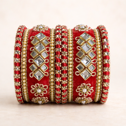Shrikaa Velvet Bangles SVB-1008 - Red