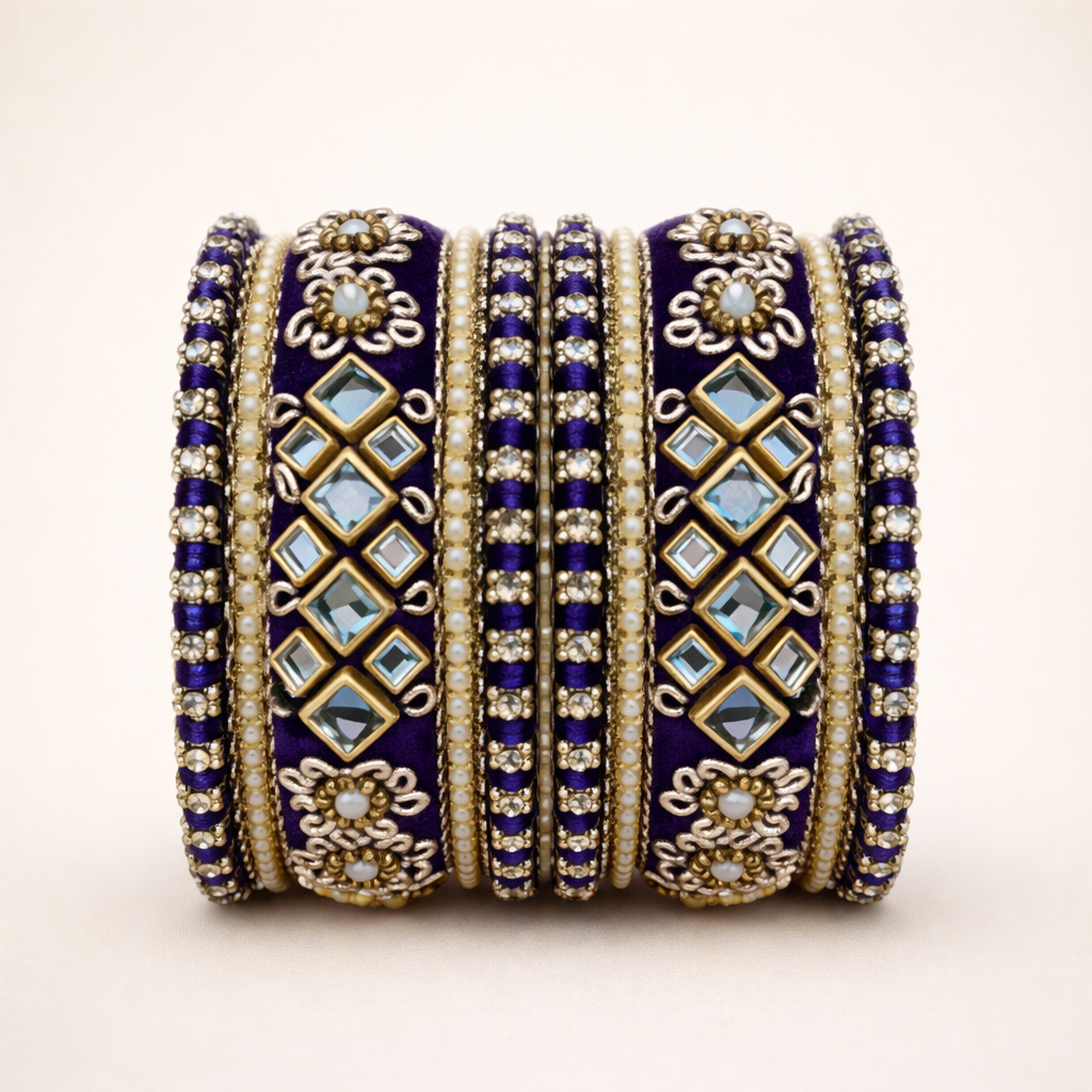 Shrikaa Velvet Bangles SVB-1008 - English Purple