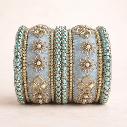 Shrikaa Velvet Bangles SVB-1008 - Sky Blue