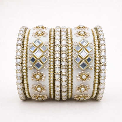 Shrikaa Velvet Bangles SVB-1008 - White