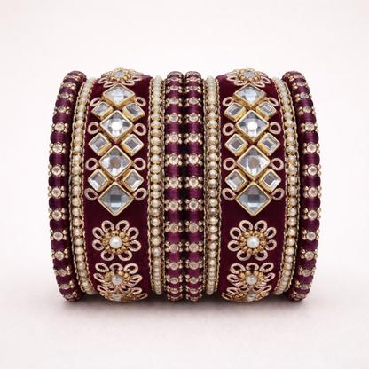 Shrikaa Velvet Bangles SVB-1008 - Wine