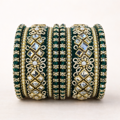 Shrikaa Velvet Bangles SVB-1008 - Dark Green