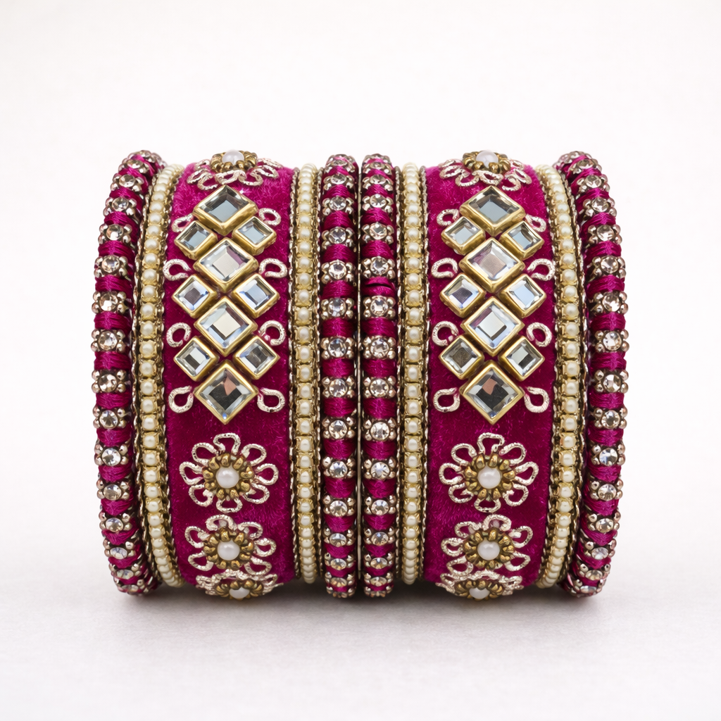 Shrikaa Velvet Bangles SVB-1008 - Rani