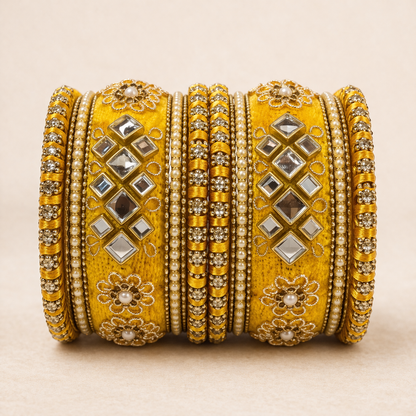 Shrikaa Velvet Bangles SVB-1008 - Mustard