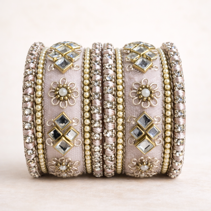 Shrikaa Velvet Bangles SVB-1008 - Blush Pink
