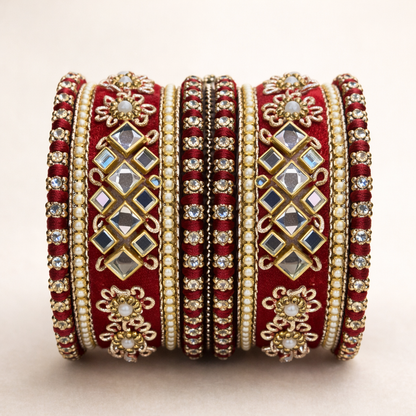 Shrikaa Velvet Bangles SVB-1008 - Maroon