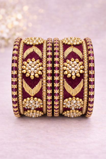 Shrikaa Velvet Bangles SVB-1009 - Wine