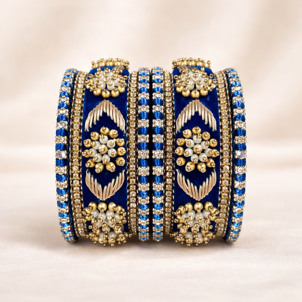 Shrikaa Velvet Bangles SVB-1009 - Royal Blue
