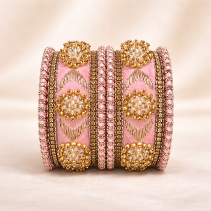Shrikaa Velvet Bangles SVB-1009 - Baby Pink