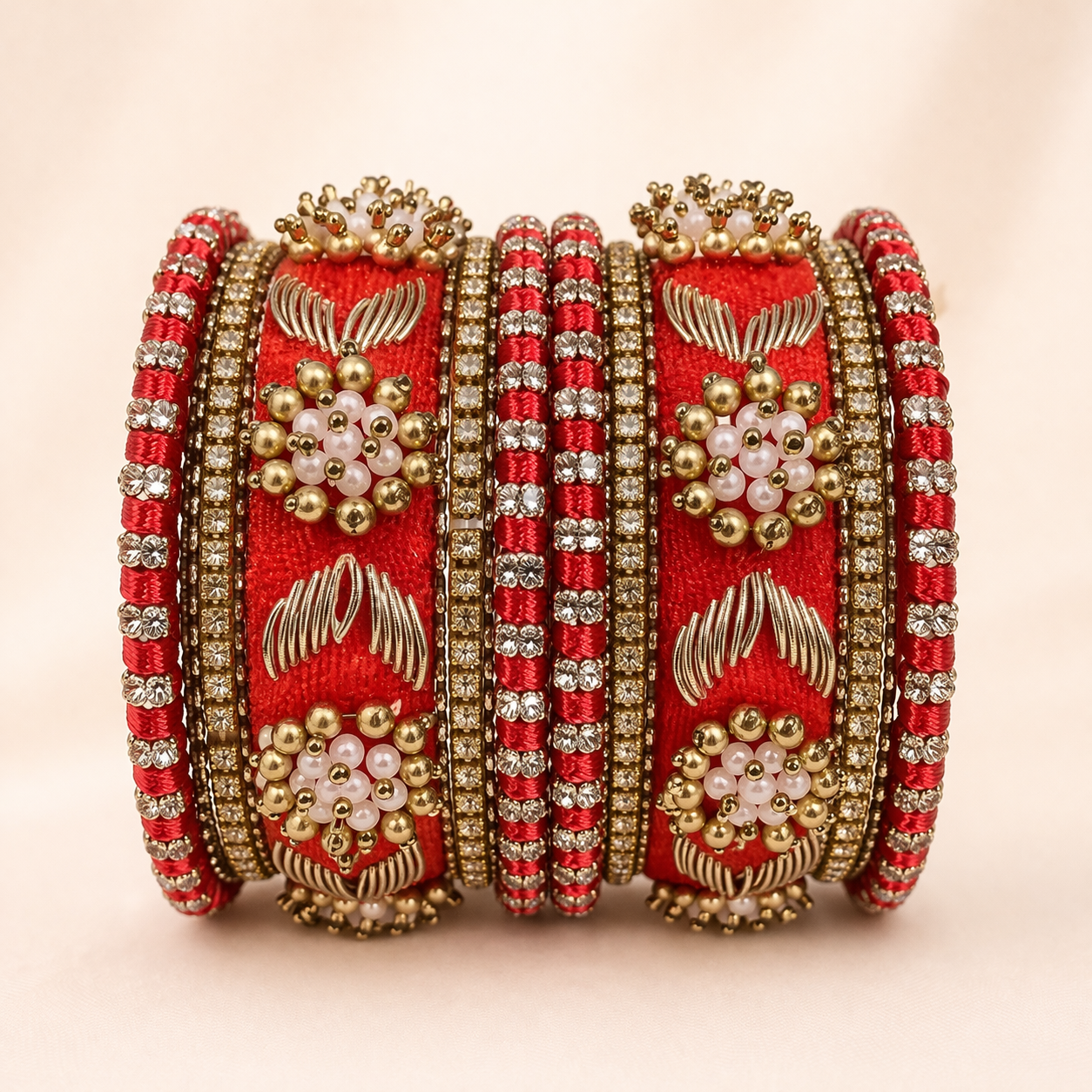 Shrikaa Velvet Bangles SVB-1009 - Red